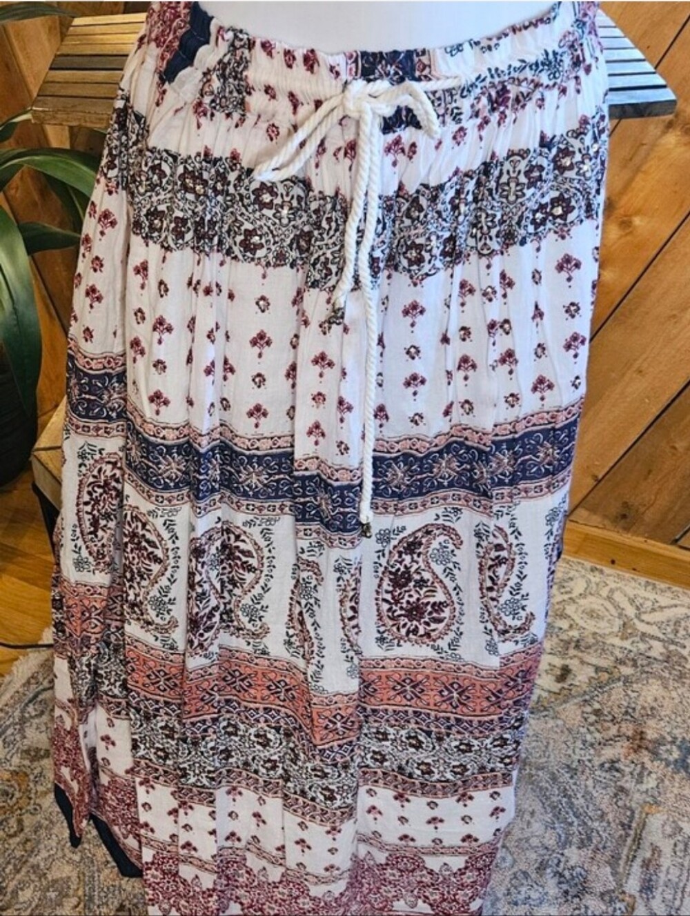 Mlle Gabrielle Boho Embellished Tiered Maxi Skirt XL Cottagecore Praire - Picture 2 of 9